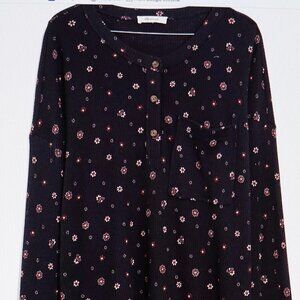 Madewell Waffle Knit Henley Pajama Top in Bandana Floral Size L